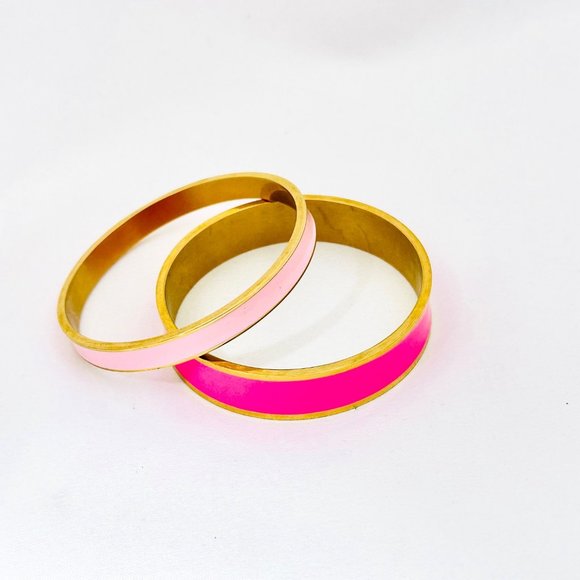 Two Susan Graver Enameled Bracelets - Light and Dark Pink - Picture 4 of 9